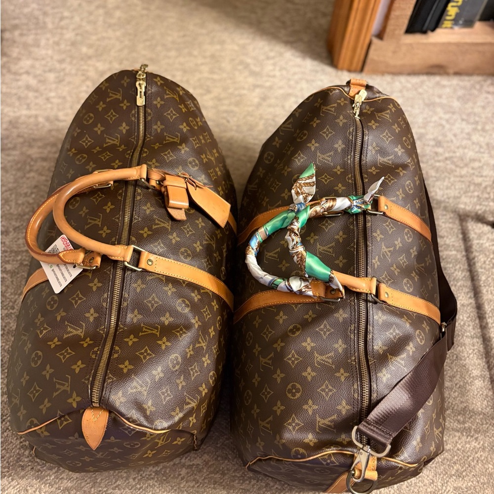 Louis Vuitton Brown Monogram Canvas Keepall 55 Duffel Bag with unbranded strap - Picture 9 of 15